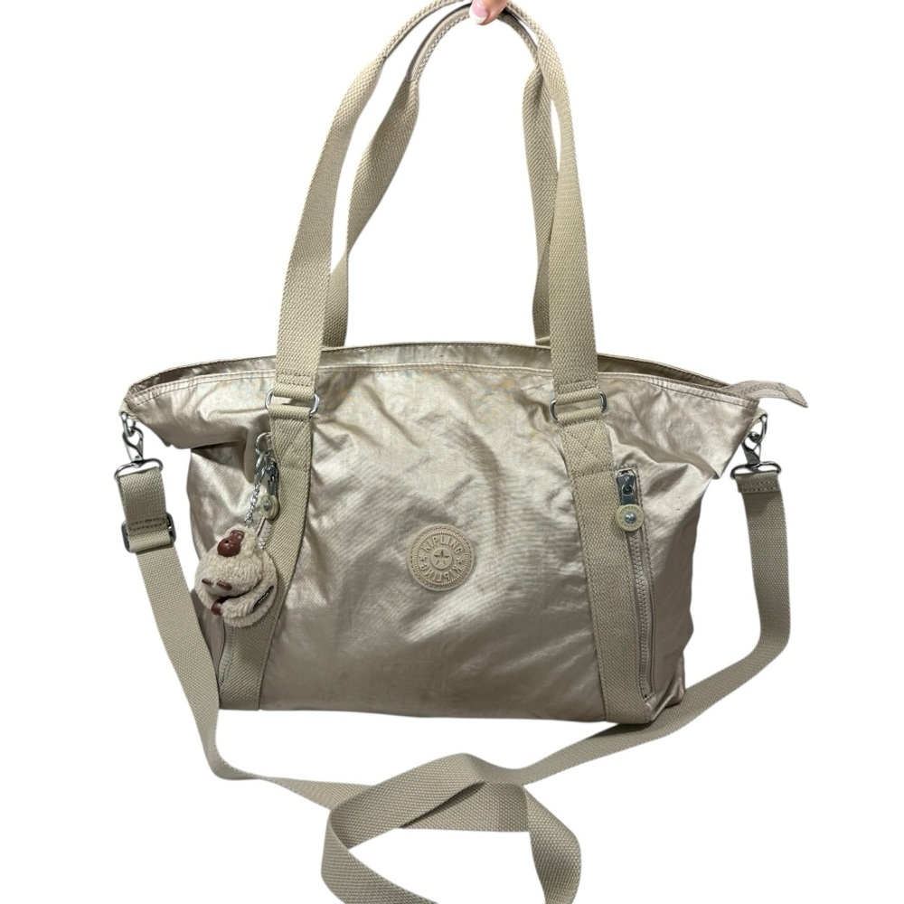 Kipling Metallic Beige Tote Bag